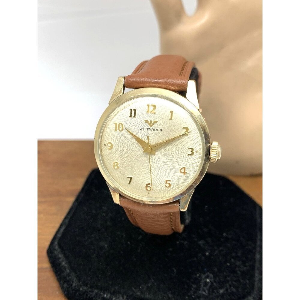 Wittnauer Men's Watch 108A Vintage 60'S Swiss Hand Wind 11WSG 32mm Leather Strap